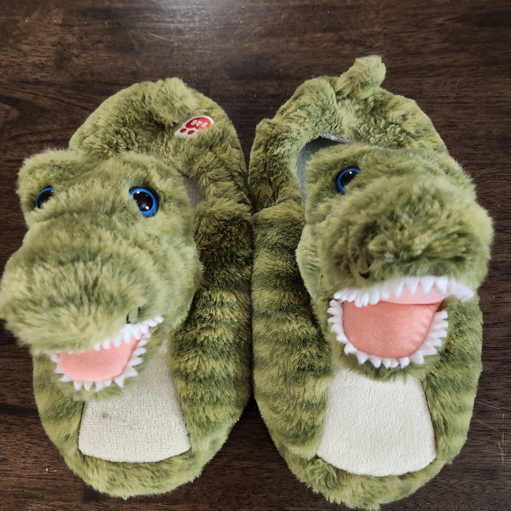 Green Dinosaur Plush Slippers